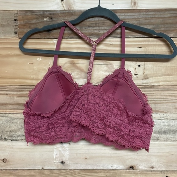 Aerie size XL Mauve Pink Lace T-back Adjustable Straps Super Soft Bralette - Picture 6 of 6